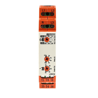 Broyce Control Phase, Voltage Monitoring Relay, 3 Phase, DPDT, 243 → 540 V, DIN Rail