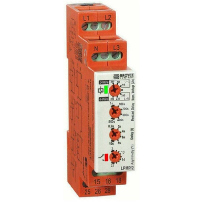 Broyce Control Phase, Voltage Monitoring Relay, 3 Phase, DPDT, 243 → 540V ac, DIN Rail