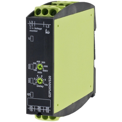 Tele Phase, Voltage Monitoring Relay, 3 Phase, DPDT, DIN Rail