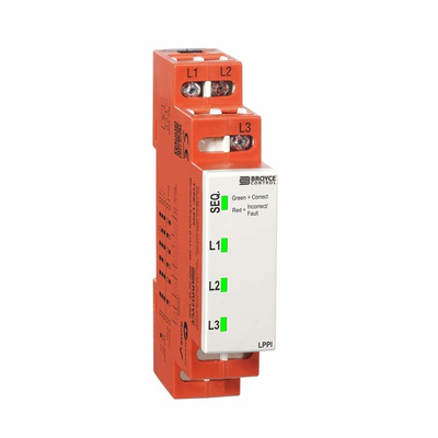 Broyce Control Phase Monitoring Relay, 3 Phase, 320 → 490V ac, DIN Rail