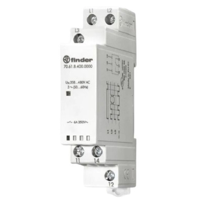 Finder Voltage NFC Monitoring Relay, Three Phase, SPDT, DIN Rail