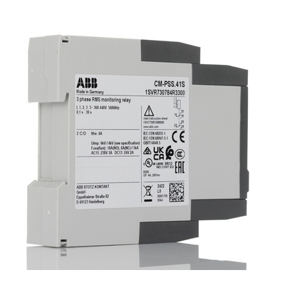 ABB Phase, Voltage Monitoring Relay, 3 Phase, DPDT, 360 → 440V ac, DIN Rail
