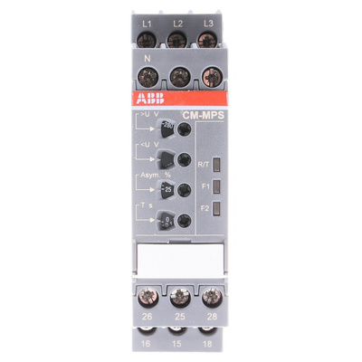 ABB Phase, Voltage Monitoring Relay, 3 Phase, DPDT, 180 → 280V ac, DIN Rail