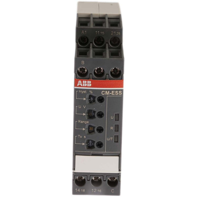 ABB Voltage Monitoring Relay, 1 Phase, DPDT, 3→30 V, 6→60 V, 30→300 V, 60→600 V, DIN Rail