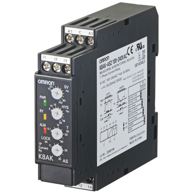 Omron Current Monitoring Relay, 1 Phase, SPDT, DIN Rail