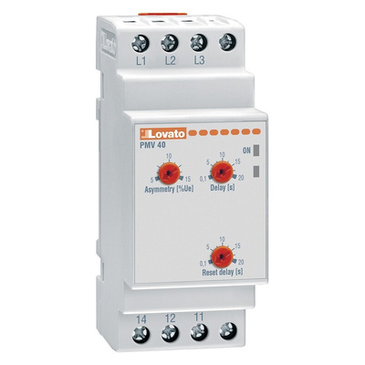 Lovato Voltage Monitoring Relay, 3 Phase, SPDT, Maximum of 400V ac, DIN Rail