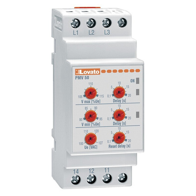 Lovato Voltage Monitoring Relay, 3 Phase, SPDT, 208 → 240V ac, DIN Rail