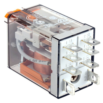 Finder Plug In Power Relay, 110V ac Coil, 20A Switching Current, DPDT