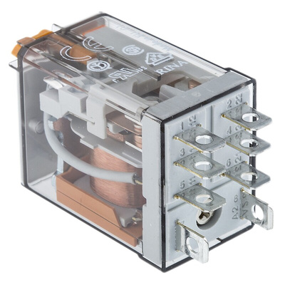 Finder Plug In Power Relay, 230V ac Coil, 12A Switching Current, DPDT
