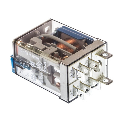 Finder Plug In Power Relay, 24V dc Coil, 12A Switching Current, DPDT