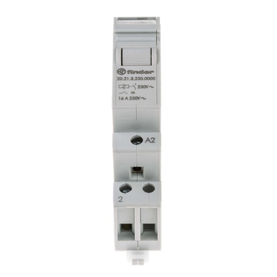 Finder DIN Rail Latching Power Relay, 230V ac Coil, 16A Switching Current, SPST