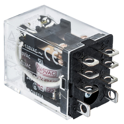 Omron Plug In Power Relay, 240V ac Coil, 10A Switching Current, DPDT
