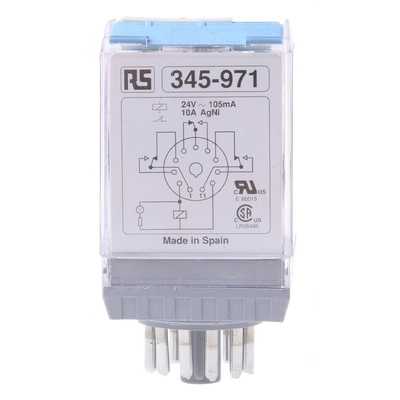 Releco Plug In Power Relay, 24V ac Coil, 10A Switching Current, 3PDT
