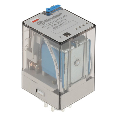 Finder Plug In Power Relay, 24V dc Coil, 10A Switching Current, DPDT