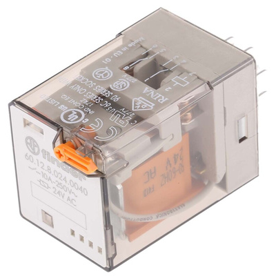 Finder Plug In Power Relay, 24V ac Coil, 10A Switching Current, DPDT