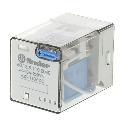 Finder Plug In Power Relay, 110V dc Coil, 10A Switching Current, 3PDT