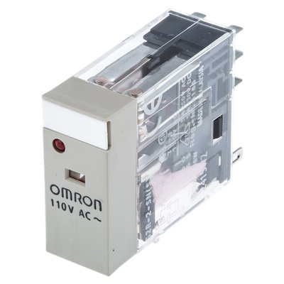 Omron Plug In Power Relay, 110V ac Coil, 5A Switching Current, DPDT