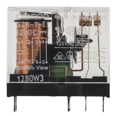 Omron PCB Mount Power Relay, 12V dc Coil, 16A Switching Current, SPDT