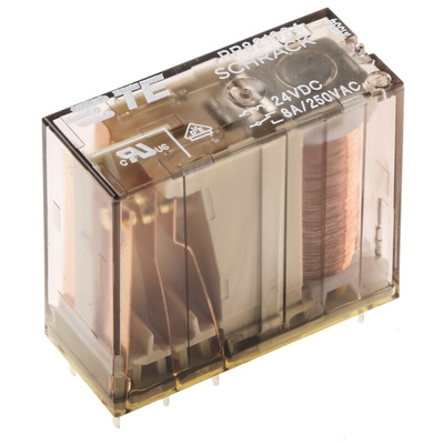 TE Connectivity PCB Mount Non-Latching Relay, 24V dc Coil, 8A Switching Current, DPDT