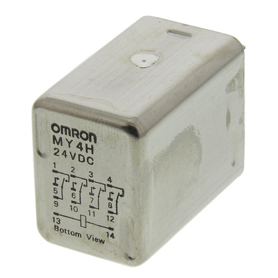 Omron Panel Mount Power Relay, 24V dc Coil, 3A Switching Current, 4PDT