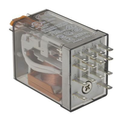 Finder Plug In Power Relay, 24V ac Coil, 7A Switching Current, 4PDT