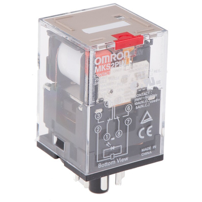 Omron Plug In Power Relay, 230V ac Coil, 10A Switching Current, DPDT