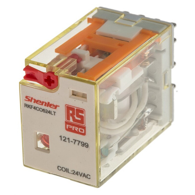 RS PRO Plug In Power Relay, 24V ac Coil, 6A Switching Current, 4PDT