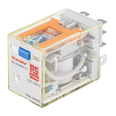RS PRO Plug In Power Relay, 24V dc Coil, 10A Switching Current, DPDT