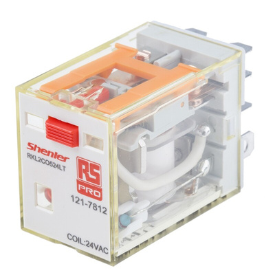 RS PRO Plug In Power Relay, 24V ac Coil, 10A Switching Current, DPDT