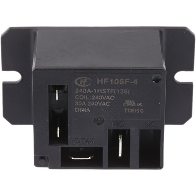 Hongfa Europe GMBH Flange Mount Power Relay, 240V ac Coil, 30A Switching Current, SPST