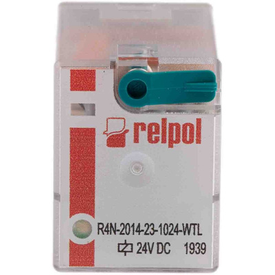 Relpol Plug In Power Relay, 24V dc Coil, 6A Switching Current, 4PDT