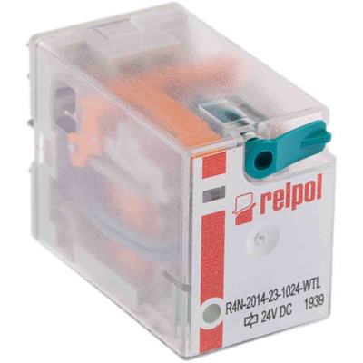 Relpol Plug In Power Relay, 24V dc Coil, 6A Switching Current, 4PDT