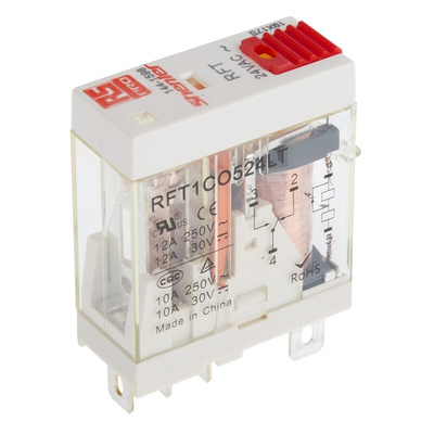 RS PRO Plug In Power Relay, 24V ac Coil, 10A Switching Current, SPDT
