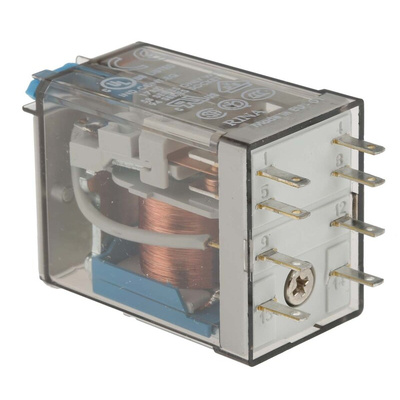 Finder Plug In Power Relay, 24V dc Coil, 10A Switching Current, DPDT