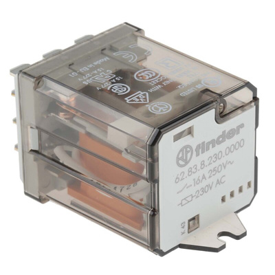 Finder Plug In Power Relay, 230V ac Coil, 16A Switching Current, 3PDT