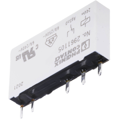 Phoenix Contact PCB Mount Power Relay, 24V dc Coil, 6A Switching Current, SPDT