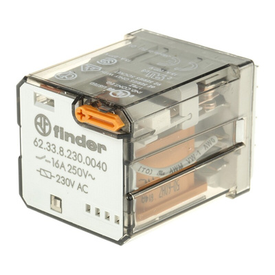 Finder Plug In Power Relay, 230V ac Coil, 16A Switching Current, 3PDT