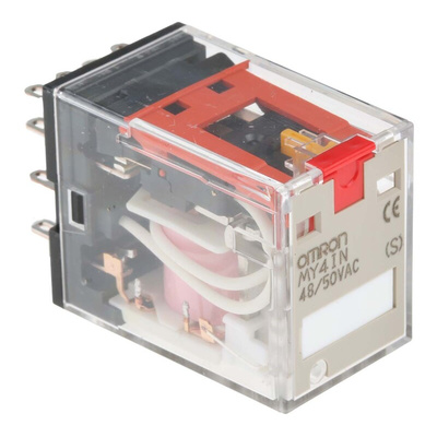 Omron Plug In Latching Power Relay, 48V ac Coil, 5A Switching Current, 4PDT