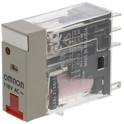 Omron Plug In Power Relay, 110V ac Coil, 5A Switching Current, DPDT
