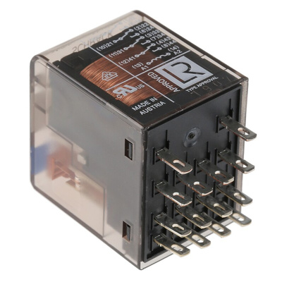 TE Connectivity Plug In Power Relay, 24V dc Coil, 6A Switching Current, 4PDT