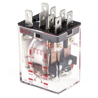 RS PRO Plug In Power Relay, 12V dc Coil, 10A Switching Current, DPDT