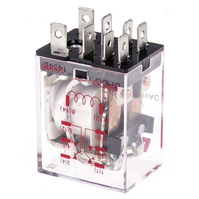 RS PRO Plug In Power Relay, 24V dc Coil, 10A Switching Current, DPDT
