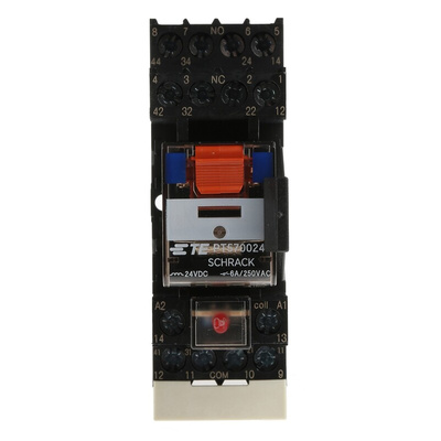 TE Connectivity DIN Rail Power Relay, 24V dc Coil, 6A Switching Current, 4PDT