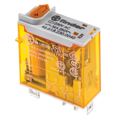 Finder Plug In Power Relay, 230V ac Coil, 16A Switching Current, SPDT