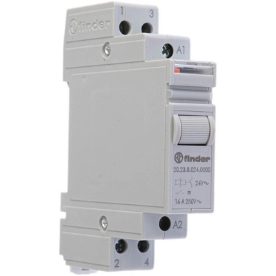 Finder DIN Rail Latching Power Relay, 24V ac Coil, 16A Switching Current, SP-NC, SP-NO