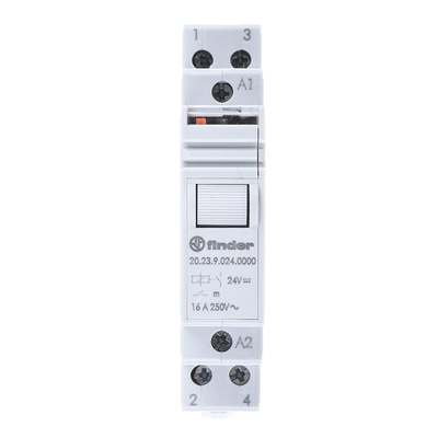 Finder DIN Rail Latching Power Relay, 24V dc Coil, 16A Switching Current, SP-NC, SP-NO