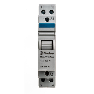 Finder DIN Rail Power Relay, 12V dc Coil, 20A Switching Current, DPST