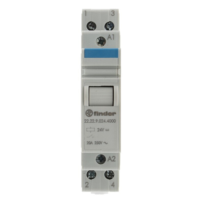 Finder DIN Rail Power Relay, 24V dc Coil, 20A Switching Current, DPST