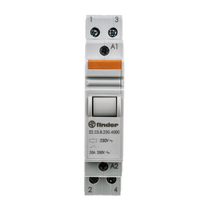 Finder DIN Rail Power Relay, 230V ac Coil, 20A Switching Current, SPST-NC, SPST-NO