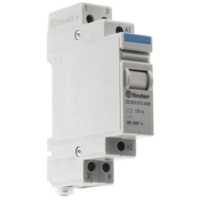 Finder DIN Rail Power Relay, 12V dc Coil, 20A Switching Current, SPST-NC, SPST-NO